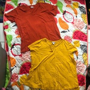 Mustard Yellow and blood orange casual tops